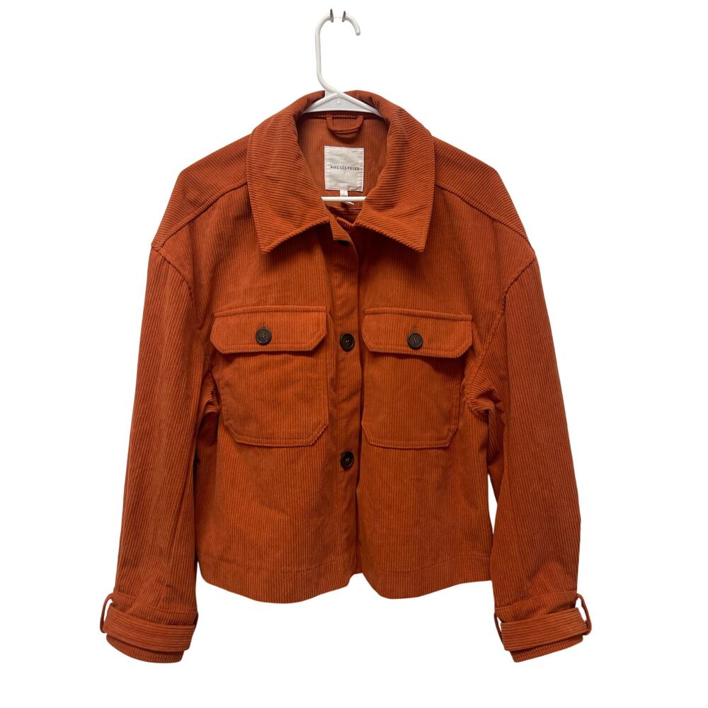 Avec Les Filles Corduroy Jacket Shacket button front burnt orange size Large